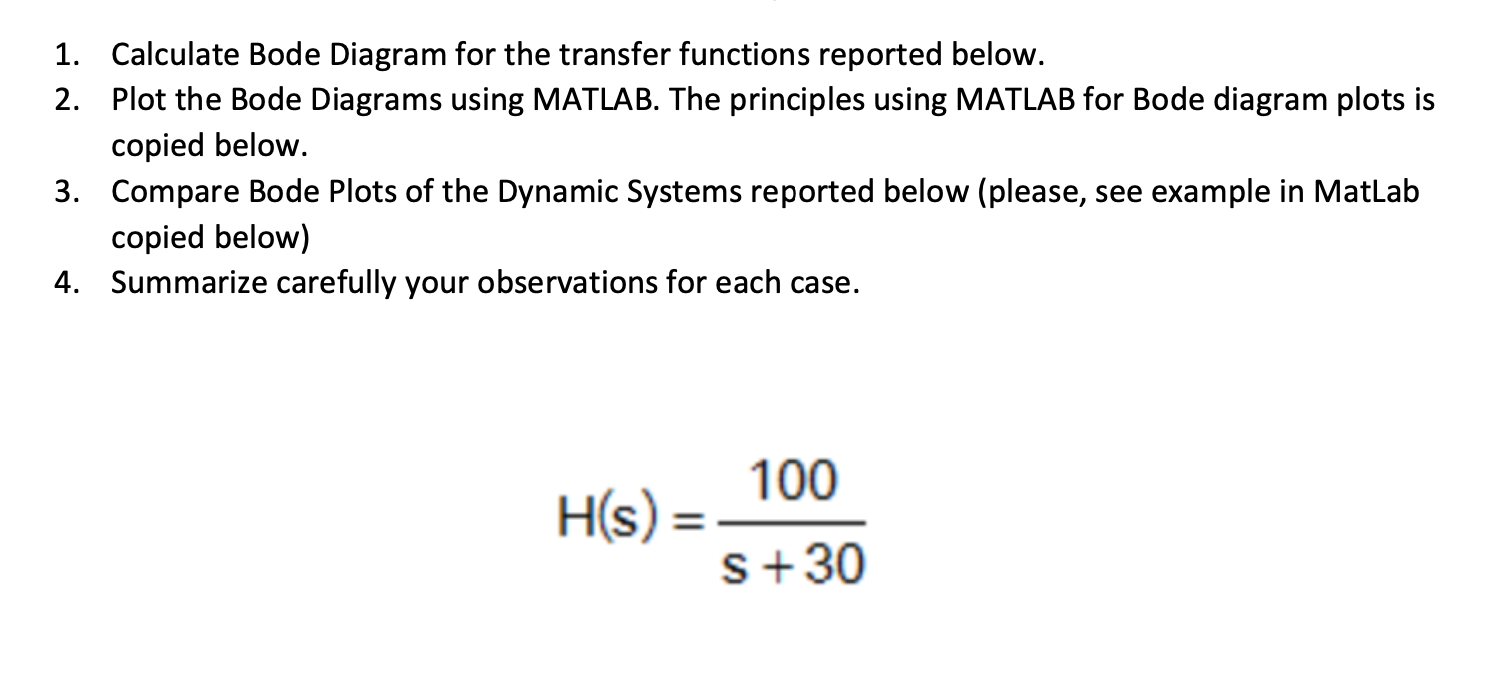 Solved 1. Calculate Bode Diagram for the transfer functions | Chegg.com