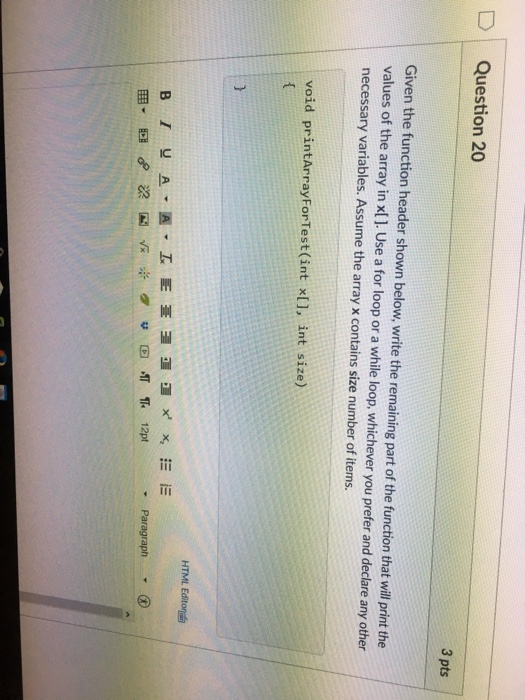 Solved DQuestion 20 3 pts Given the function header shown | Chegg.com