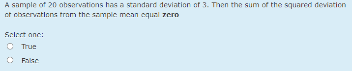 Solved A sample of 20 observations has a standard deviation | Chegg.com