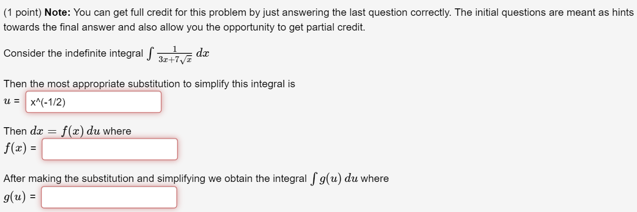 Solved (1 point) Note: You can get full credit for this | Chegg.com