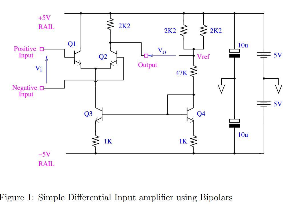 Solved Figure 1: Simple Differential Input amplifier using | Chegg.com