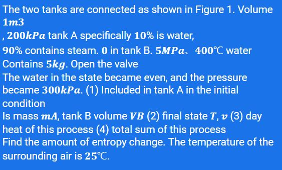 Solved The Two Tanks Are Connected As Shown In Figure 1. | Chegg.com