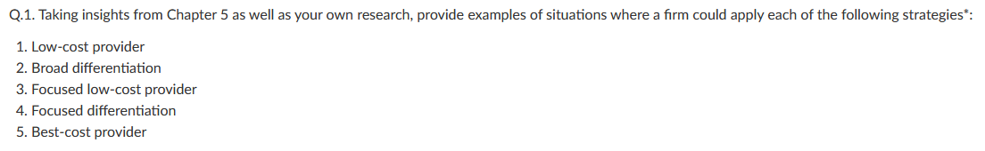 Solved Q.1. Taking insights from Chapter 5 as well as your | Chegg.com