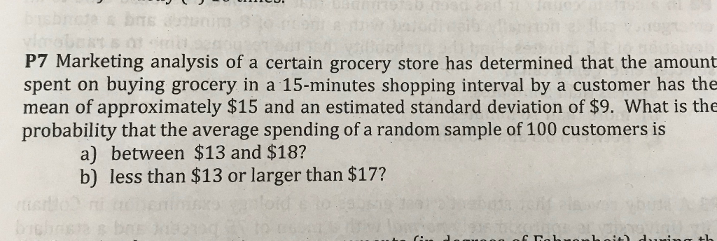 Solved Marketing Analysis Of A Certain Grocery Store Has | Chegg.com