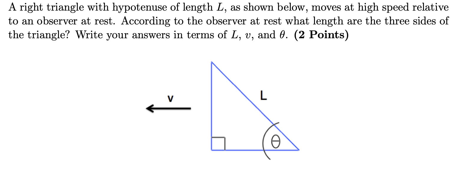 Solved A right triangle with hypotenuse of length L, as | Chegg.com