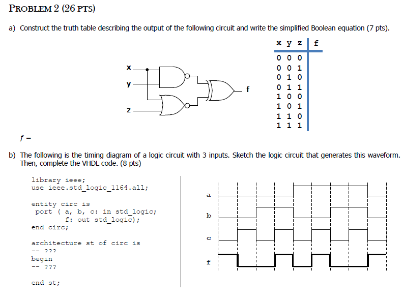 Solved Problem 2 (26pts) A) Construct The Truth Table 