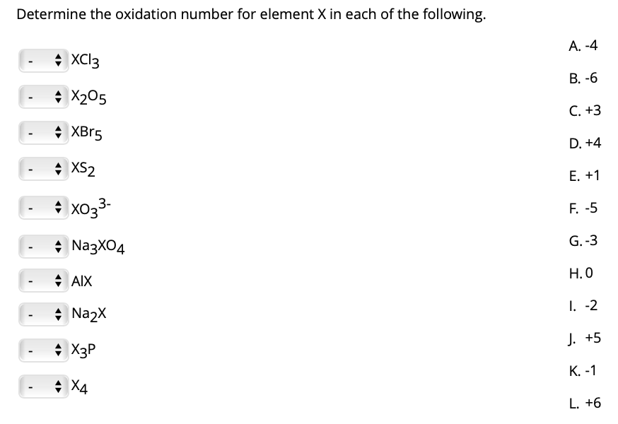 Solved Determine The Oxidation Number For Element X In Ea Chegg Com