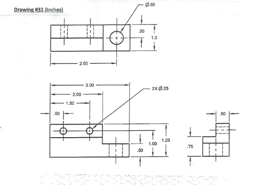 Solved EXERCISES 1) Given the orthographic views, create the | Chegg.com