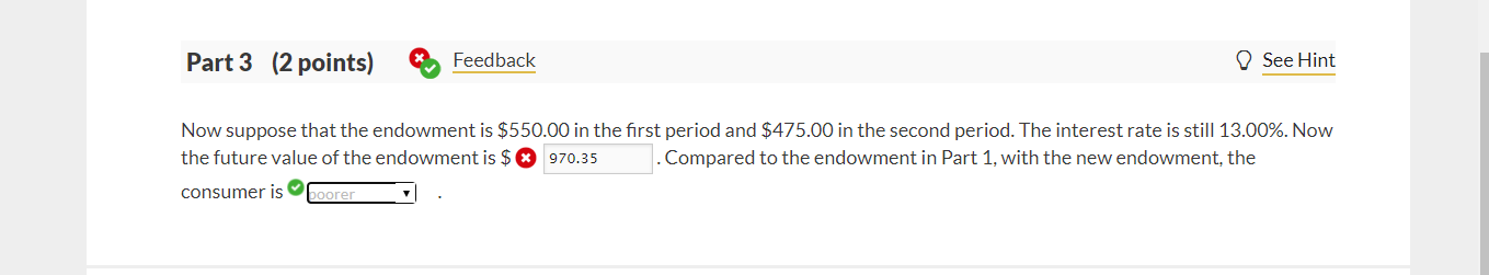 Solved Part 1 (1 point) X Feedback See Hint A consumer | Chegg.com