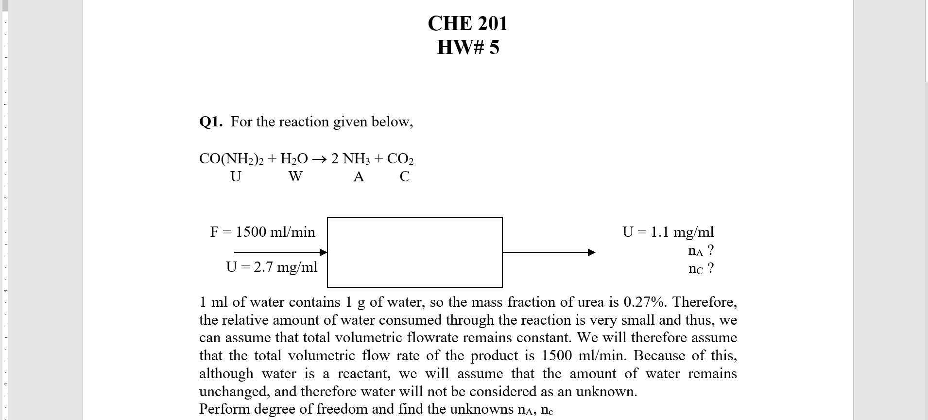 Solved Che 1 Hw 5 Q1 For The Reaction Given Below Co Chegg Com