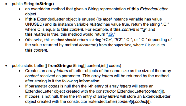 Solved I just want the JAVA code for Letter.java, Word.java, | Chegg.com