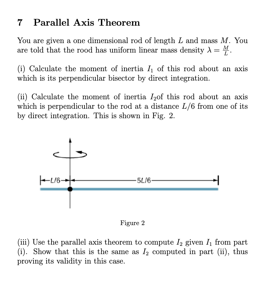 Solved 7 Parallel Axis Theorem You Are Given A One | Chegg.com