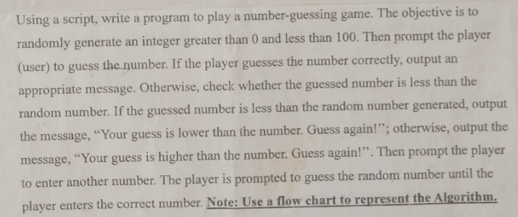 Solved Using a script, write a program to play a | Chegg.com
