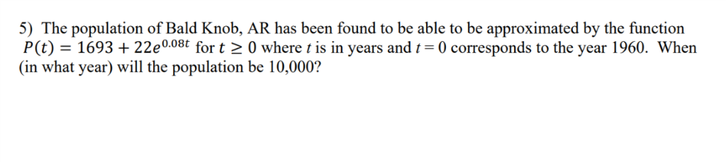 Solved 5) The population of Bald Knob, AR has been found to | Chegg.com