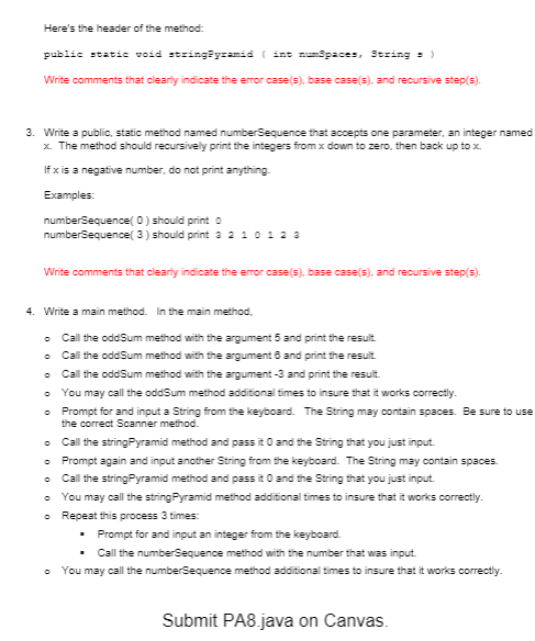 Solved Here's the header of the method public static void | Chegg.com