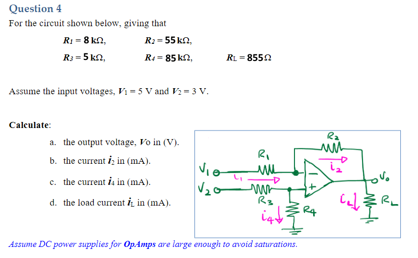 Solved Question 4 For The Circuit Shown Below, Giving That | Chegg.com