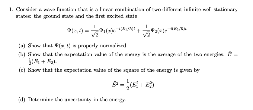 Solved 1. Consider a wave function that is a linear | Chegg.com