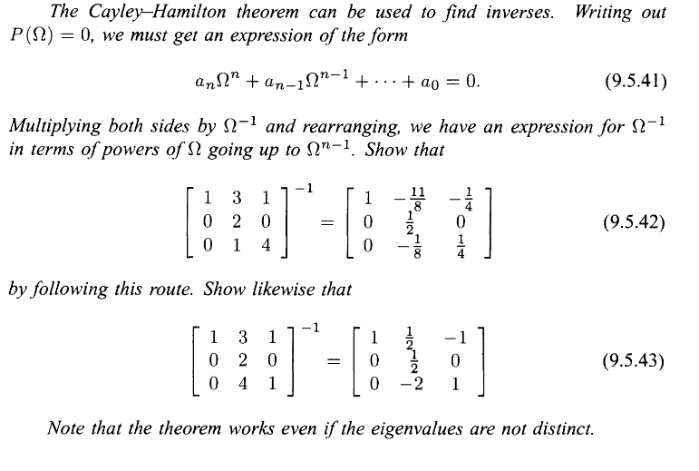 Solved The CayleyHamilton theorem can be used to find