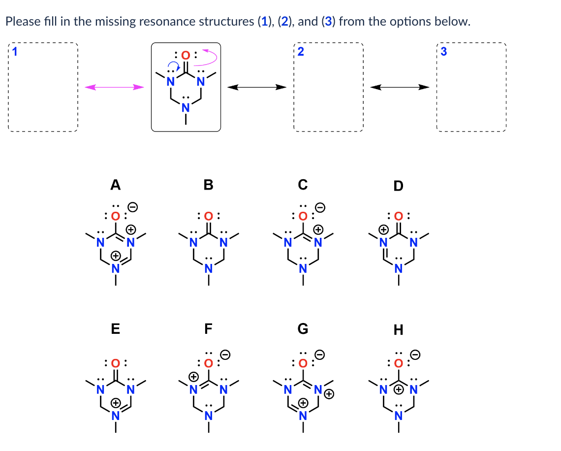 Solved Please Fill In The Missing Resonance Structures (1), | Chegg.com