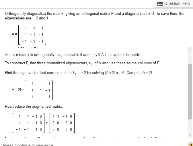 Solved Orthogonally Diagonalize The Matrix Below Giving An 5948