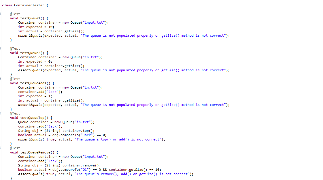class Container Tester { @Test void testQueuel) { | Chegg.com