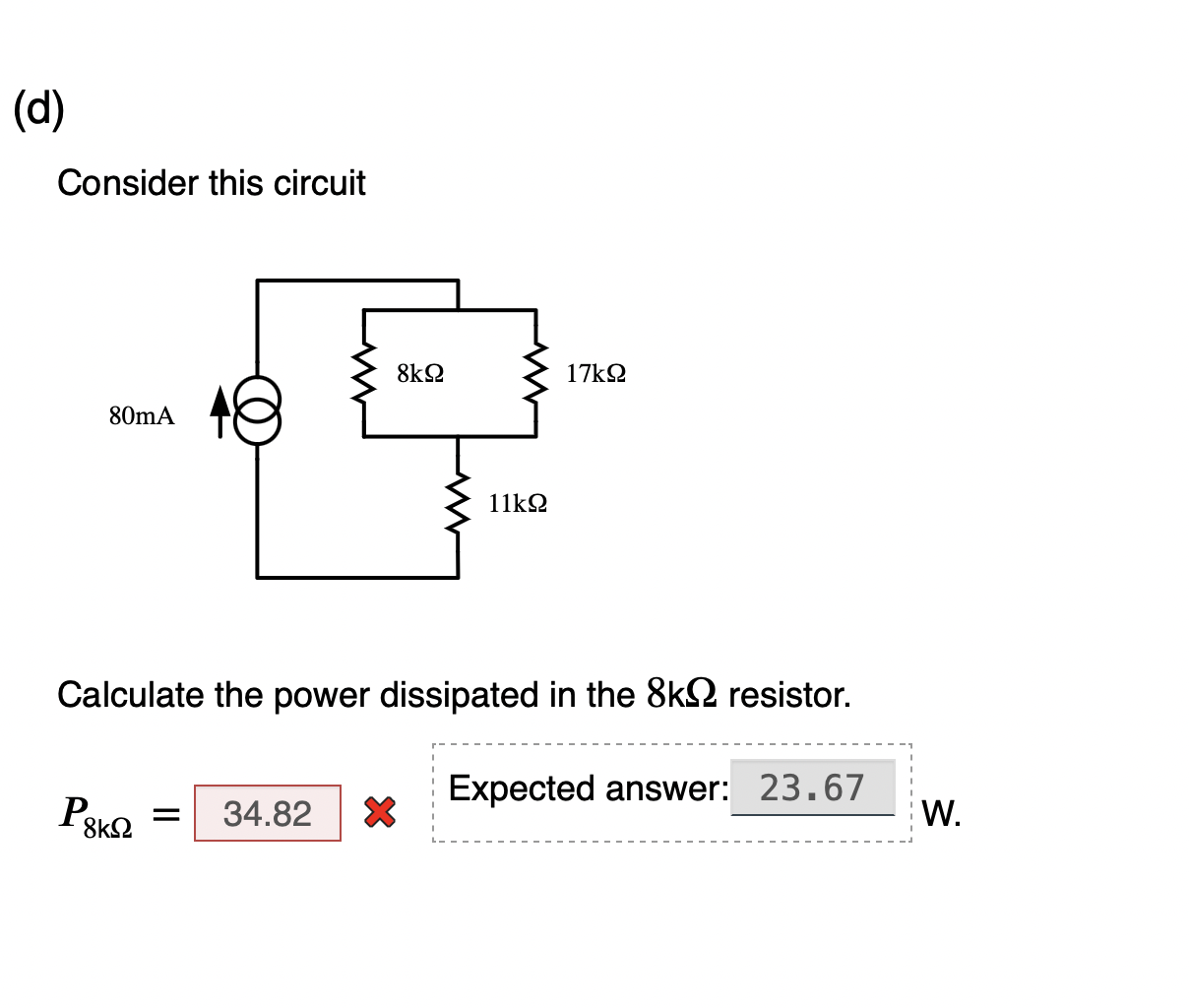 Solved Consider this circuit Calculate the power dissip Circuit Diagram