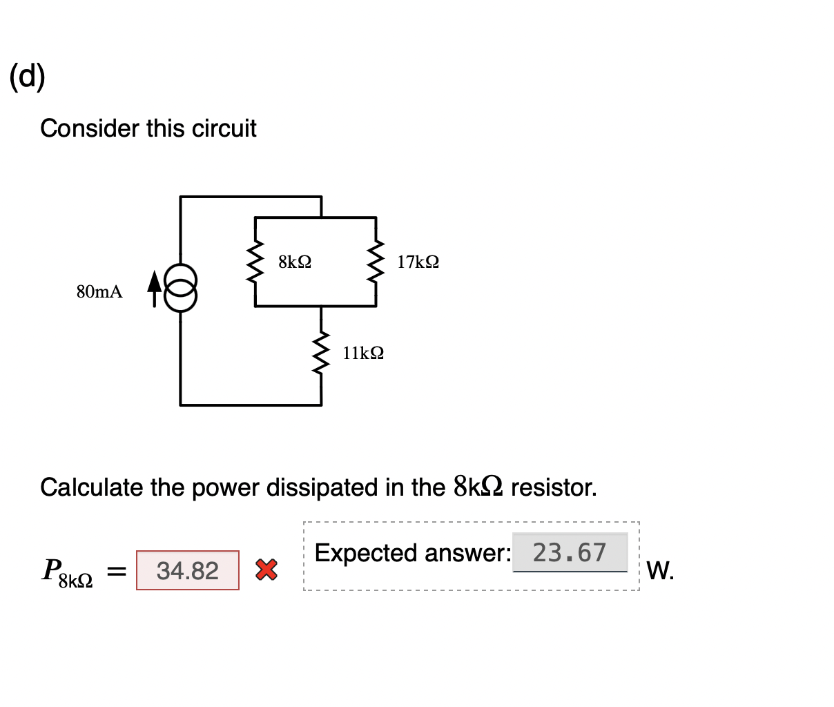 Solved Consider This Circuit Calculate The Power Dissipated | Chegg.com