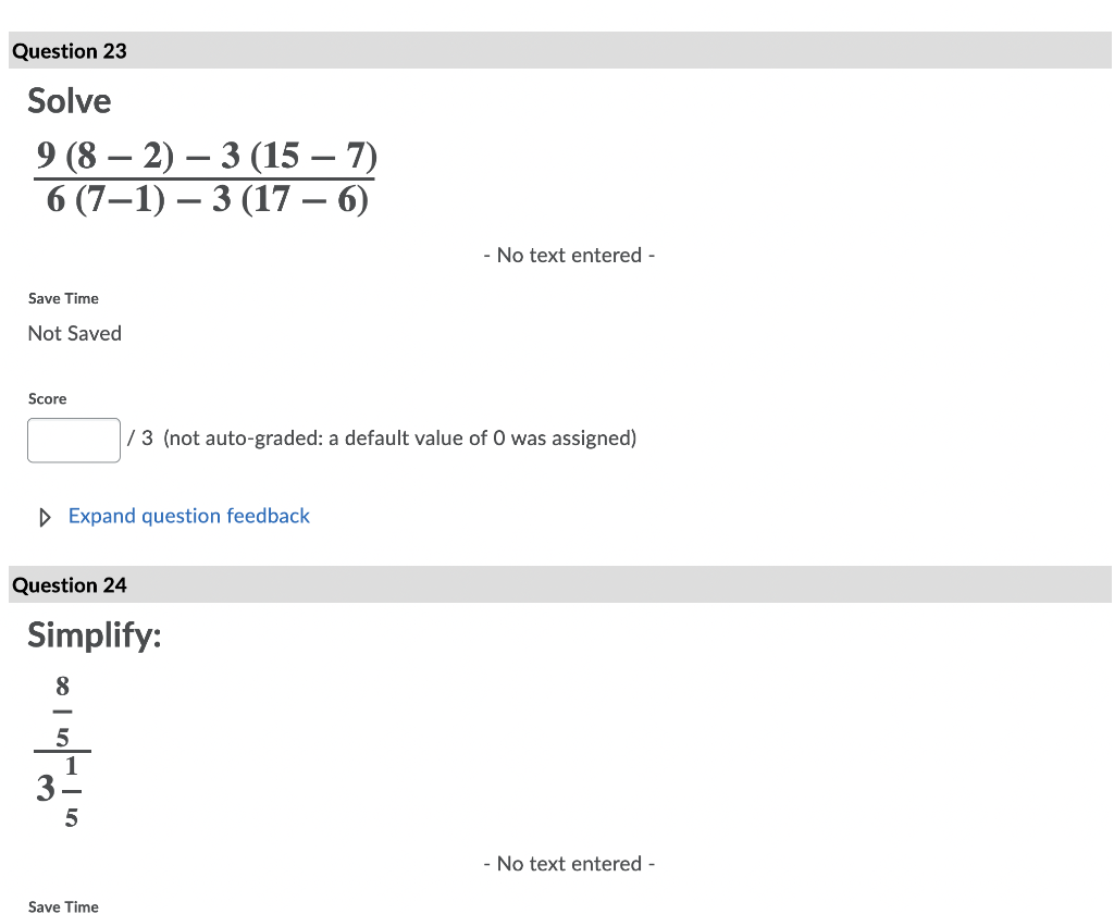 Solved Question 23 Solve 9 (8 – 2) – 3 (15 – 7) 6 (7–1) – 3 | Chegg.com