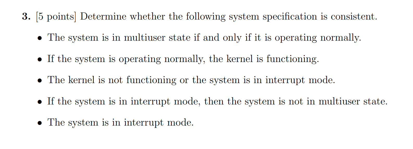 Solved 3. [5 points] Determine whether the following system | Chegg.com