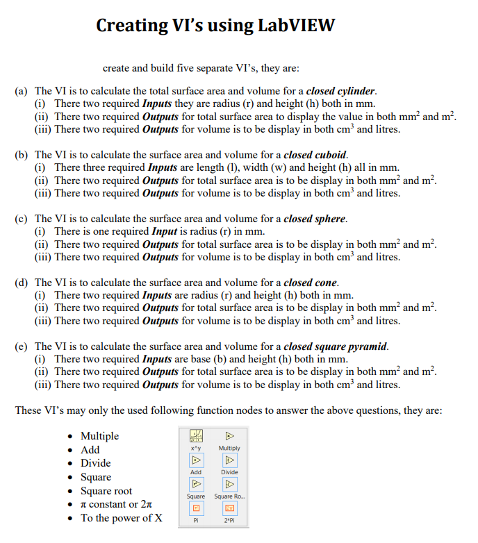 Creating VI's using LabVIEW create and build five | Chegg.com