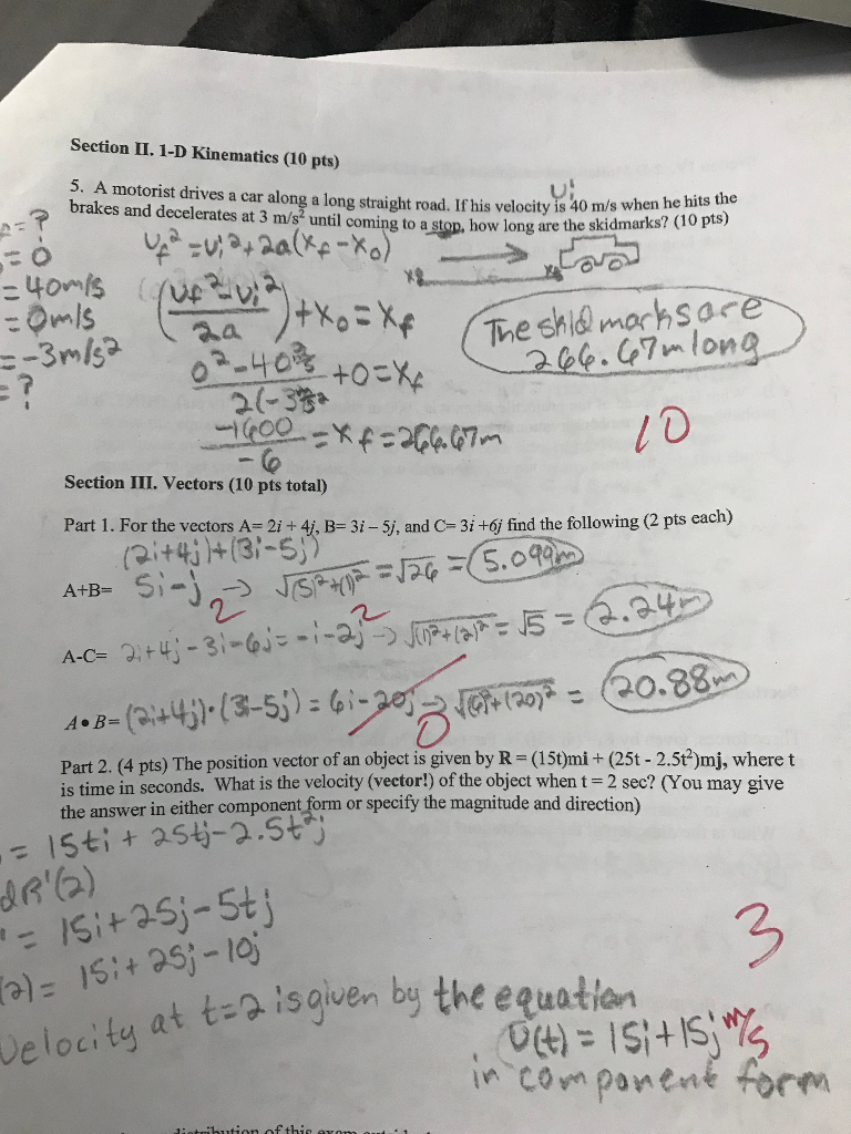 Solved Section lI: Kinematics, 2-D Motion, and Energy If a | Chegg.com