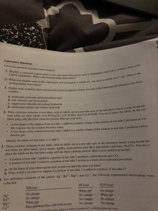 Experiment 2 Report Sheet Identification of a | Chegg.com