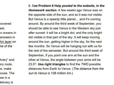 venus homework help