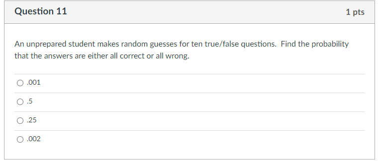 Solved An unprepared student makes random guesses for ten | Chegg.com