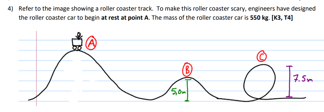 Solved 4) Refer To The Image Showing A Roller Coaster Track. | Chegg.com