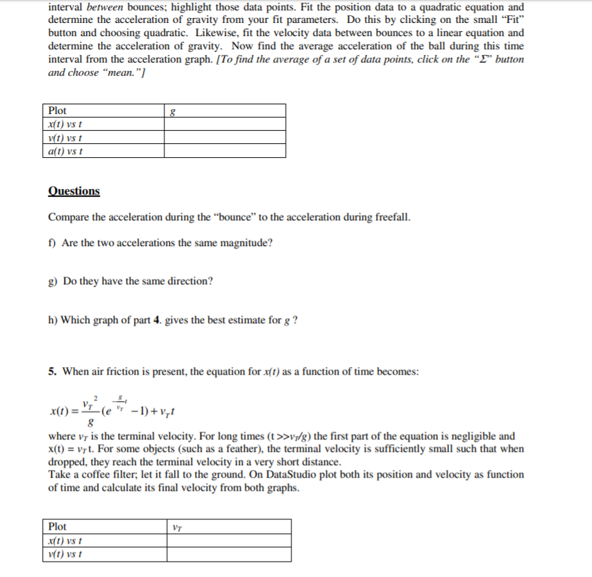 free fall motion experiment error