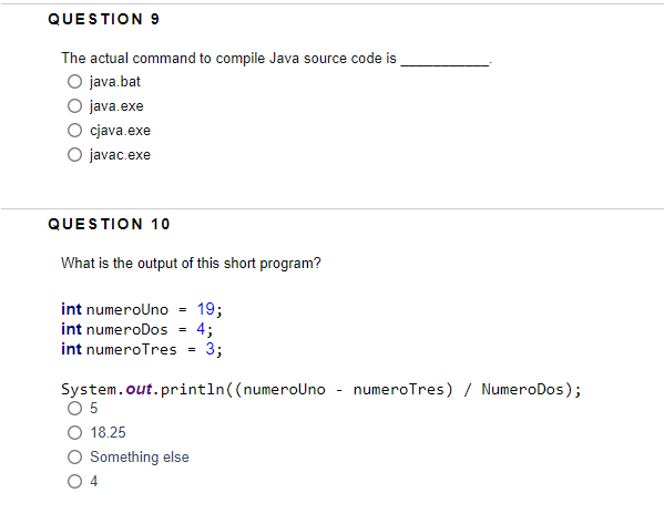 Solved QUESTIONS The actual command to compile Java source | Chegg.com