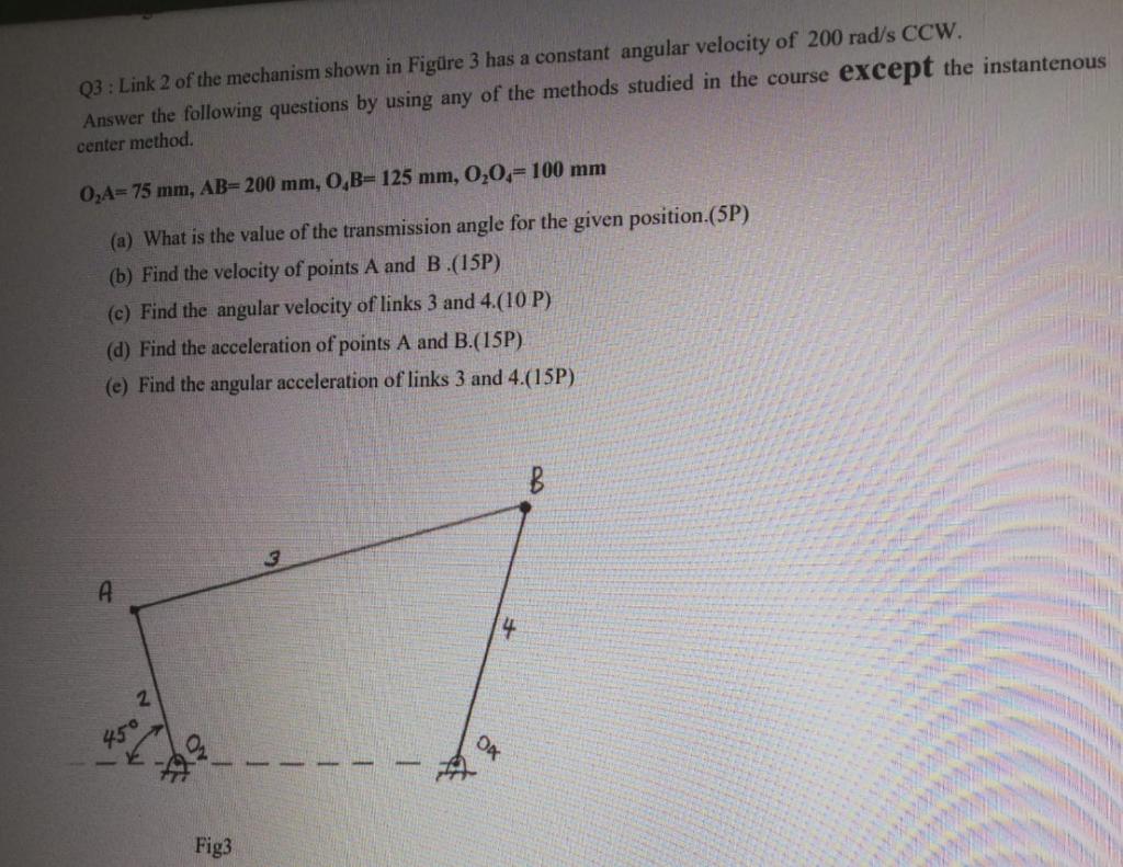 Solved Q3: Link 2 Of The Mechanism Shown In Figure 3 Has A | Chegg.com