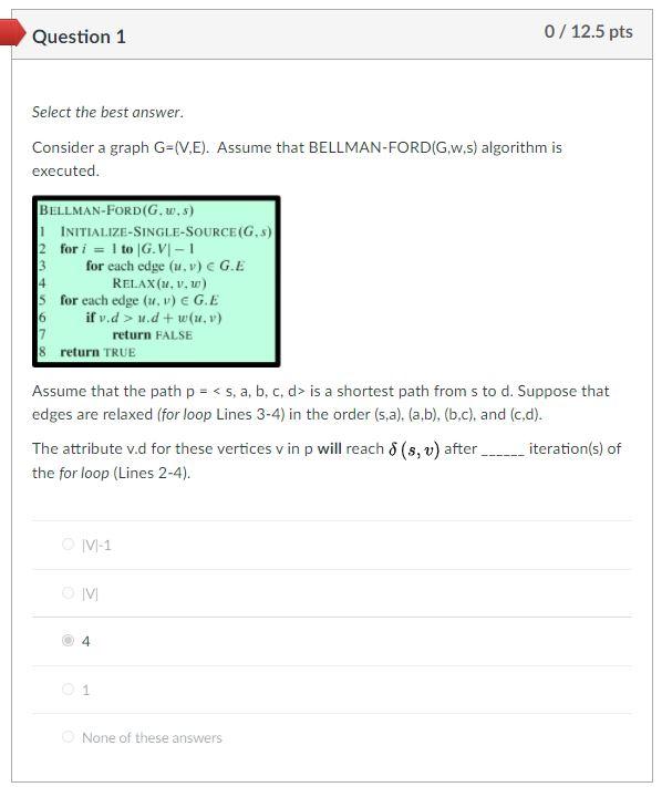 Solved Question 1 0/12.5 pts Select the best answer. | Chegg.com