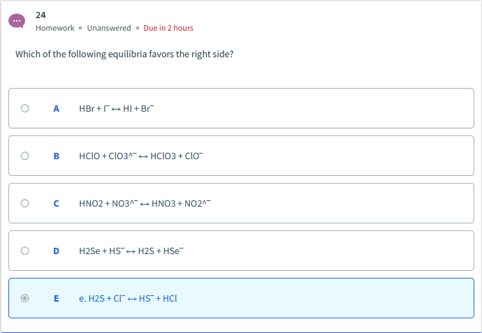 Solved 24 Homework – Unanswered. Due in 2 hours Which of the | Chegg.com