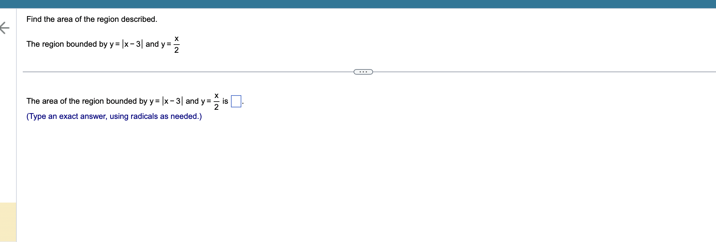 Solved Find the area of the region described. The region | Chegg.com