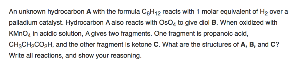 Solved An unknown hydrocarbon A with the formula C6H12 | Chegg.com