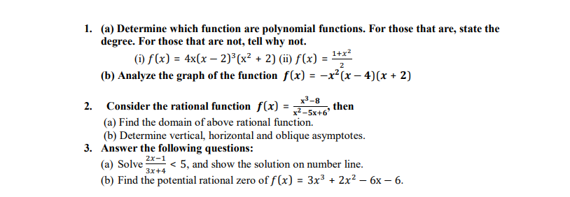 Solved 1. (a) Determine which function are polynomial | Chegg.com