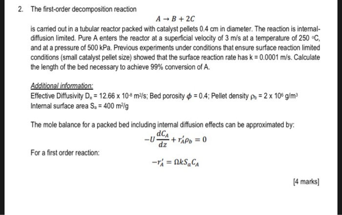 Solved 2. The First-order Decomposition Reaction A B+2C Is | Chegg.com