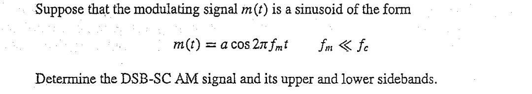 Solved Suppose that the modulating signal m(t) is a sinusoid | Chegg.com