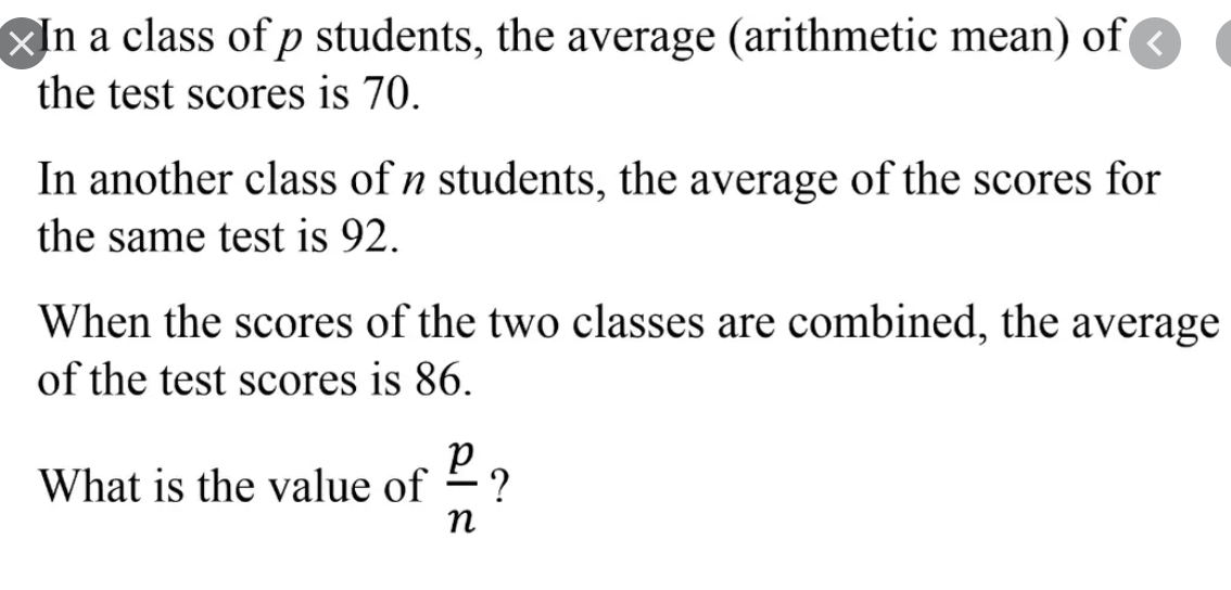 Solved In a class of p students, the average (arithmetic | Chegg.com