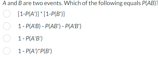 Solved A And B Are Two Events. Which Of The Following Equals | Chegg.com