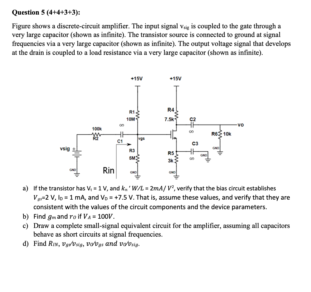 Solved Question 5 (4+4+3+3): Figure shows a discrete-circuit | Chegg.com