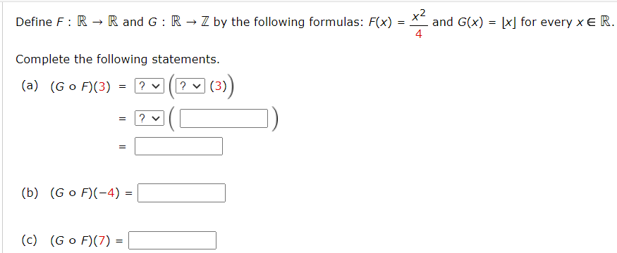 Solved Define F R Rand G R Z By The Following Formulas Chegg Com