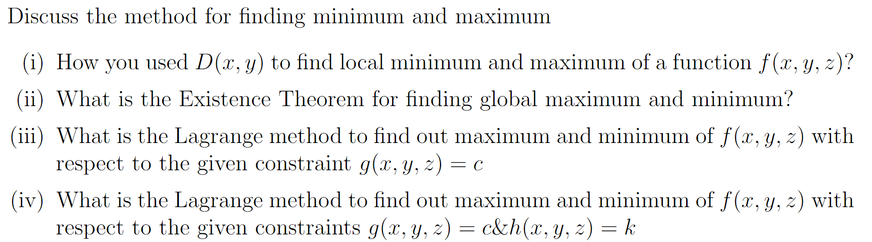 Solved Discuss the method for finding minimum and maximum | Chegg.com